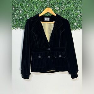 Buffalo by David Bitton Wilhelmina Velvet Stretch Black Blazer Jacket Medium